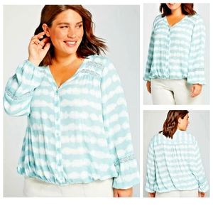 Boho Flowy Peasant Button Front Top Tie-dye